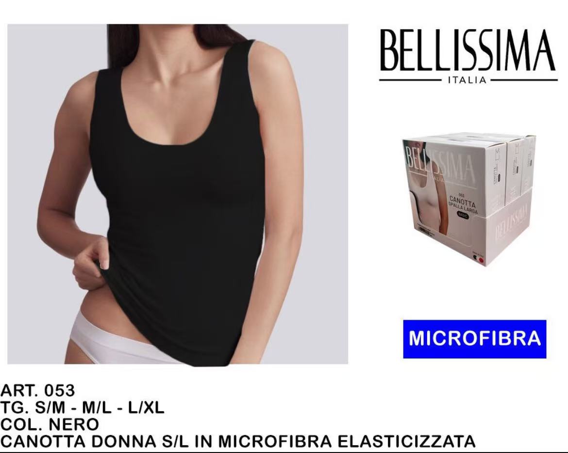 BELLISSIMA CANOTTIERA DONNA SPARA  LARGA  NERO