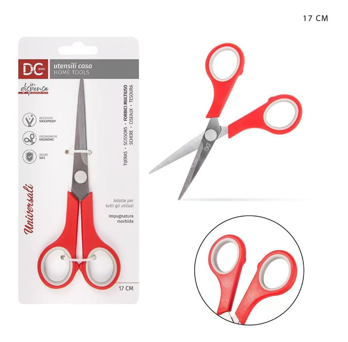 DC CASA FORBICI M/USO 17CM GRIGIO/ROSSO
