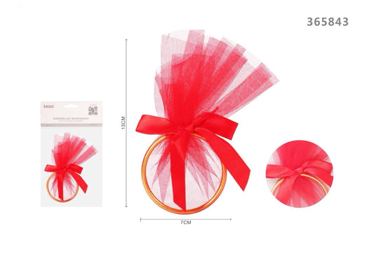 ADDOBBI BOMBONIERA CERCHIO CON VELO ROSSO