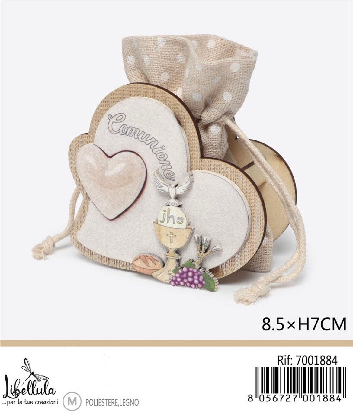 SACCHETTO cuore  comunione 8.5xH7cm