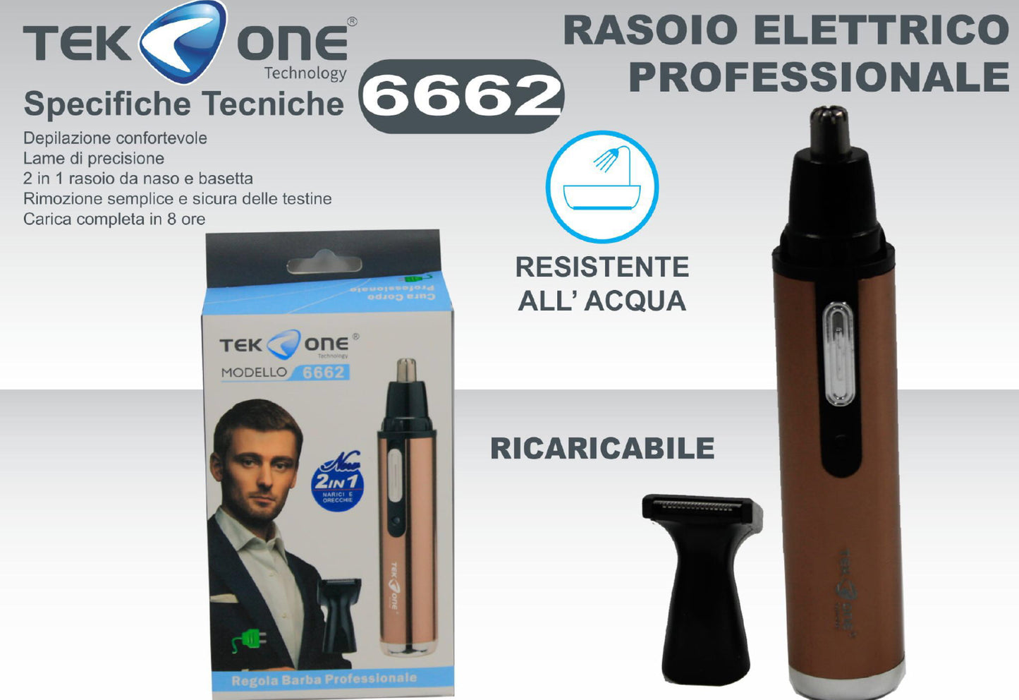 TEK ONE rasoio elettrico mod.6662
