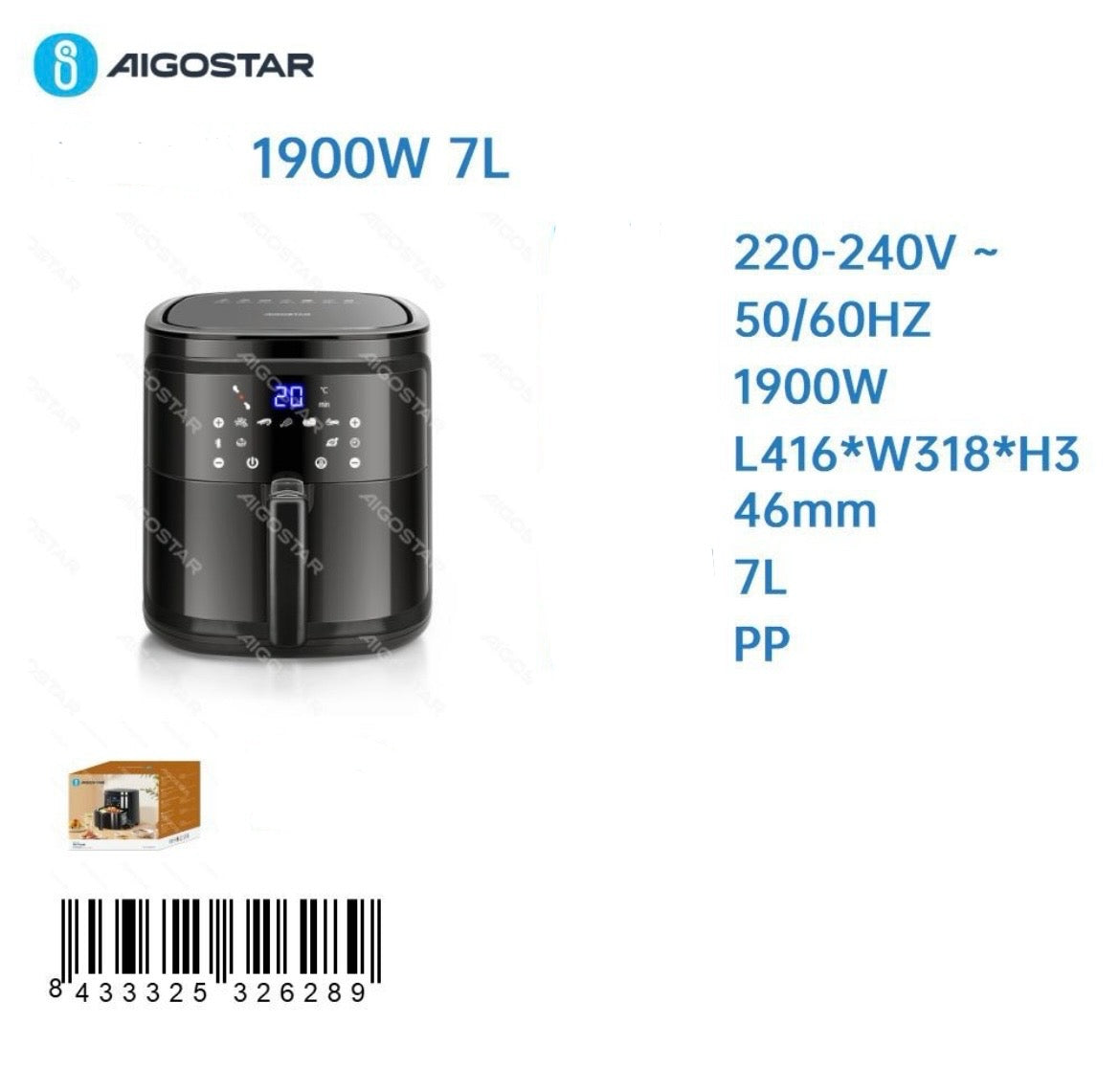 AIGOSTAR  FRIGGITRICE ARIA 1900W 7L