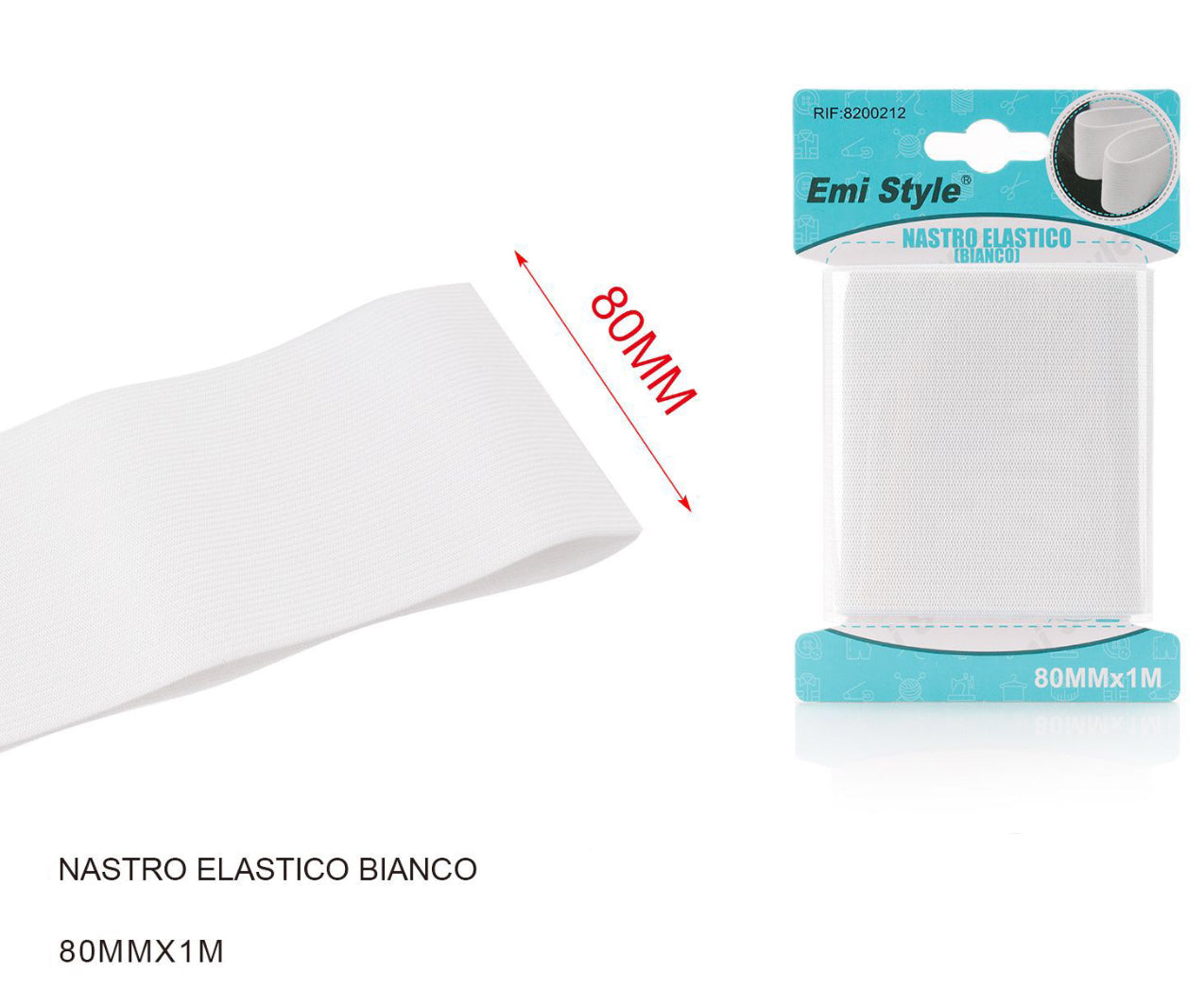 NASTRO elastico bianco 80mmx1m