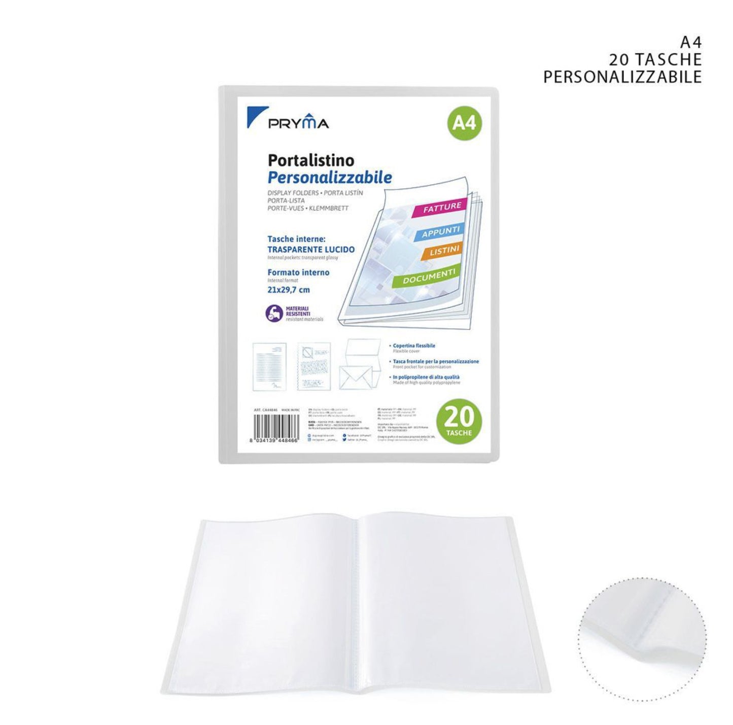 PRYMA portalistino personalizzabile A4 20tasche