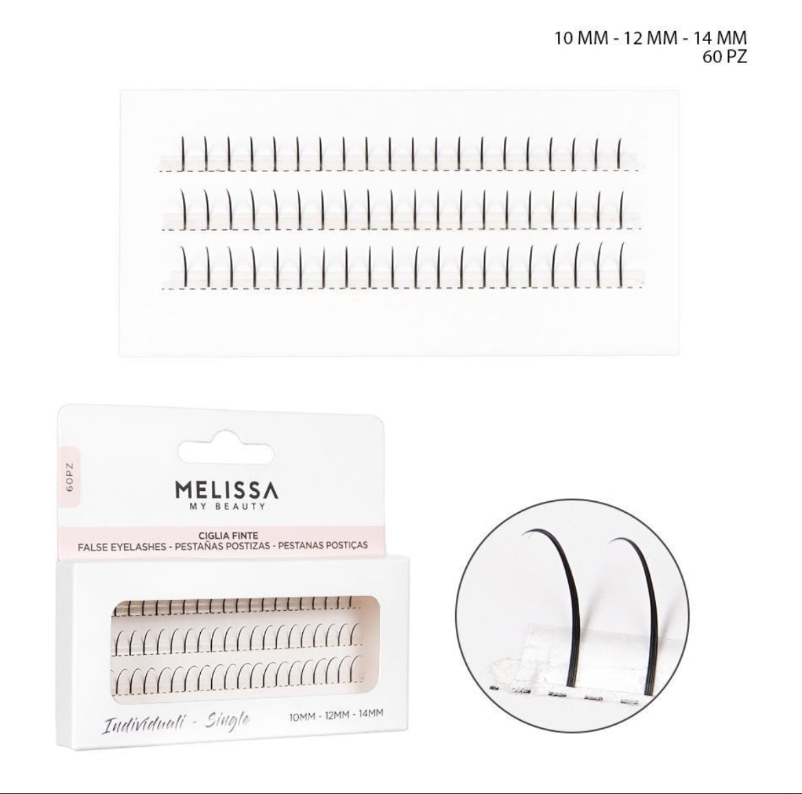 MELISSA CIGLIA FINTE INDIV. 10-12-14MM 60PZ BL.