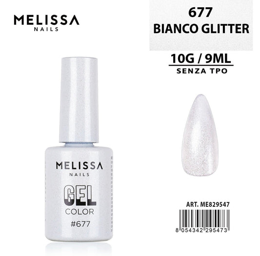 MELISSA SMALTO GEL UNGHIE 9ML N.677 BIANCO GLITTER