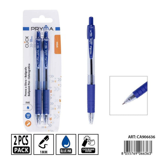 PRYMA Penna a sfera CLICK 0,7mm 2pz blu