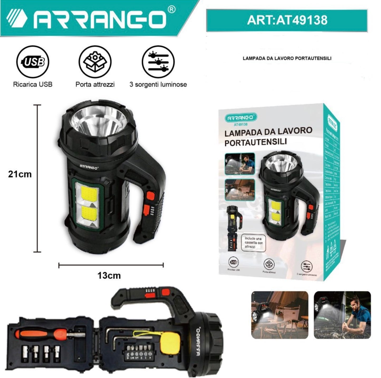 ARRANGO lampada da lavoro portautensili ART:AT49138