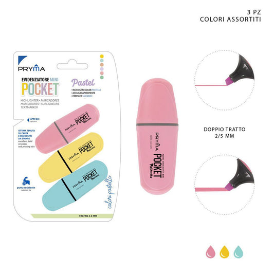 PRYMA EVIDENZ.MINI POCKET P/SCALP.2/5MM 3PZ PASTEL