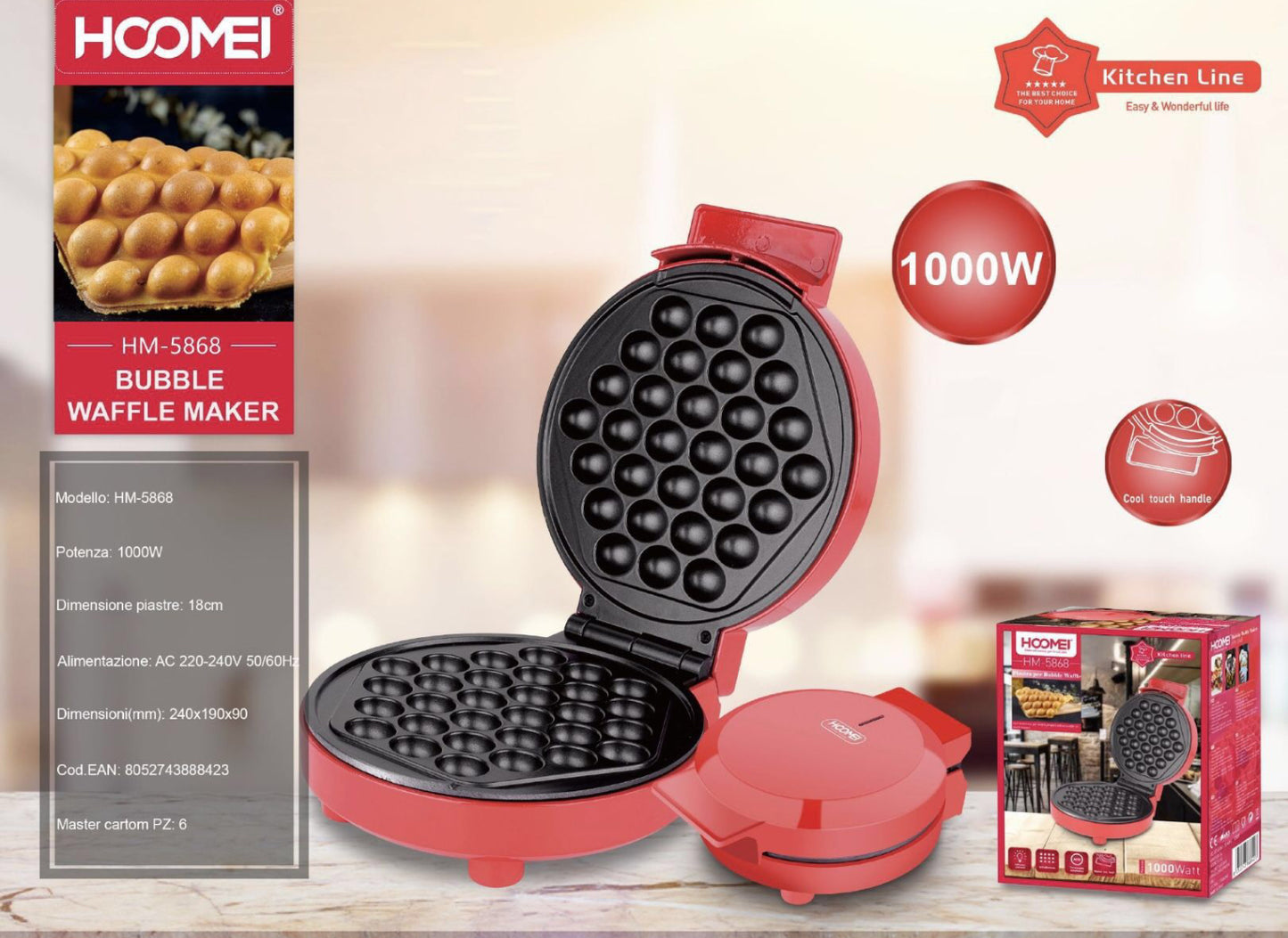 HOOMEI bubble waffle maker HM-5868
