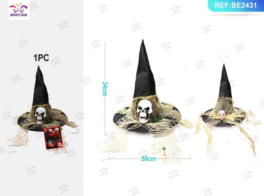 HALLOWEEN cappello da strega con testa di fantasma 34x38cm