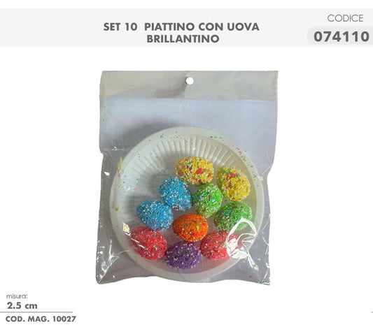 SET 10 piattino con uova brillantino 2.5cm