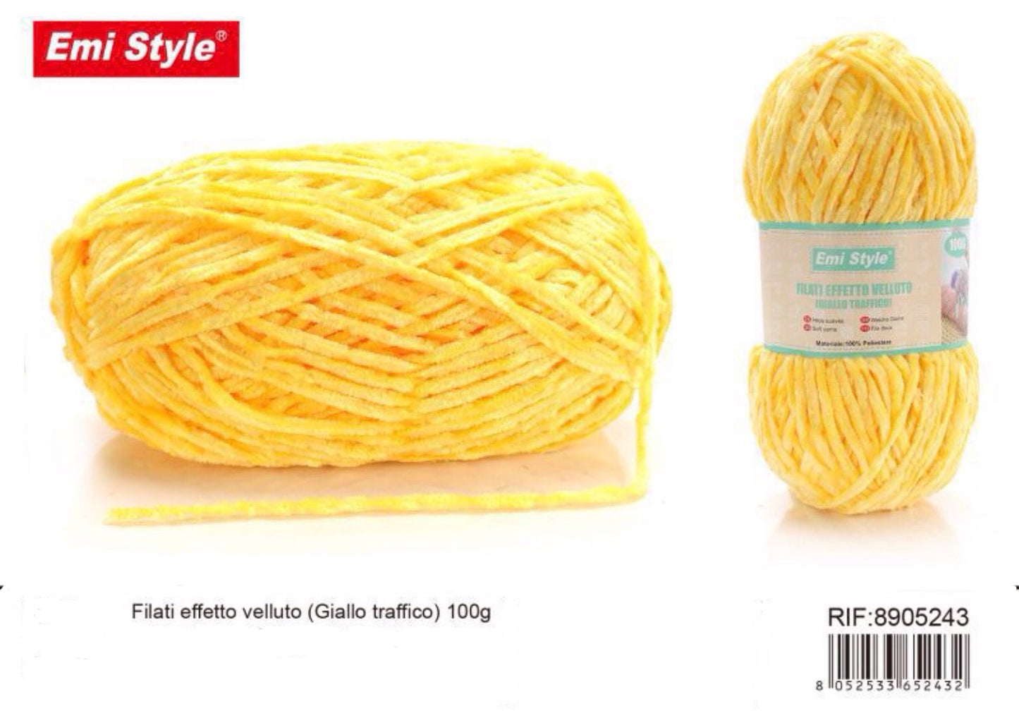 FILATI effetto velluto giallo traffico 100g