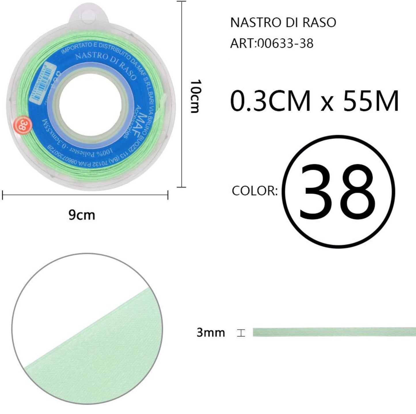 NASTRO di raso 0,3cmx55m 38
