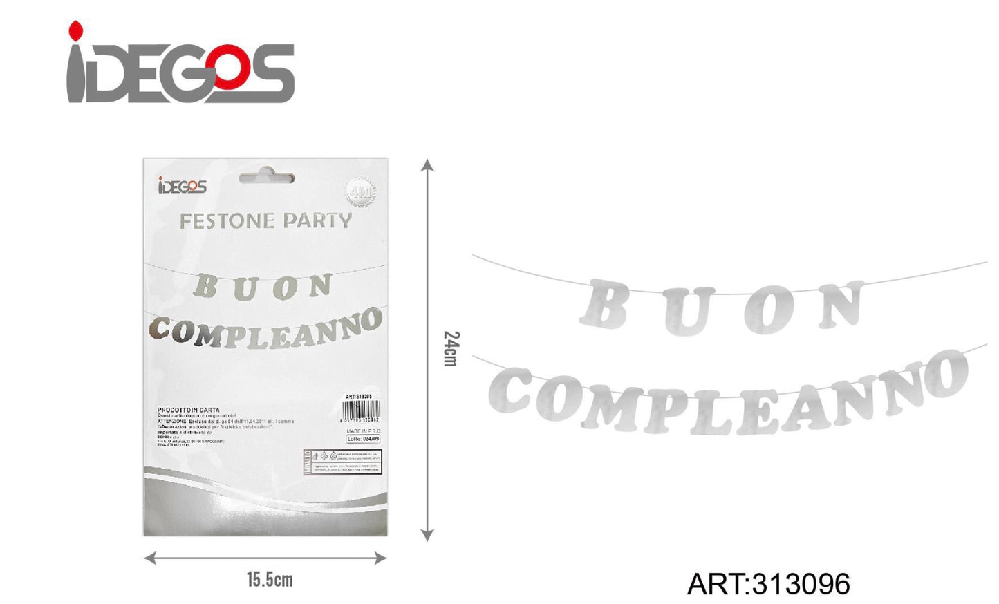 FESTONE party buon compleanno argento 4m