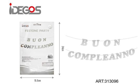 FESTONE party buon compleanno argento 4m