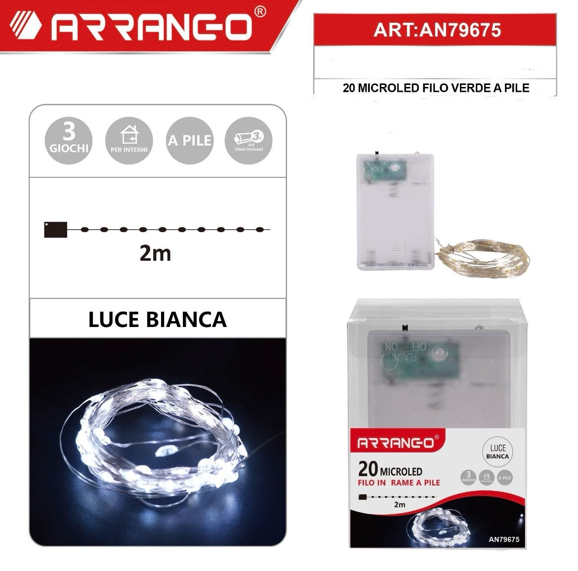 NATALIZIA 20 MICROLED  filo  in rame a pile