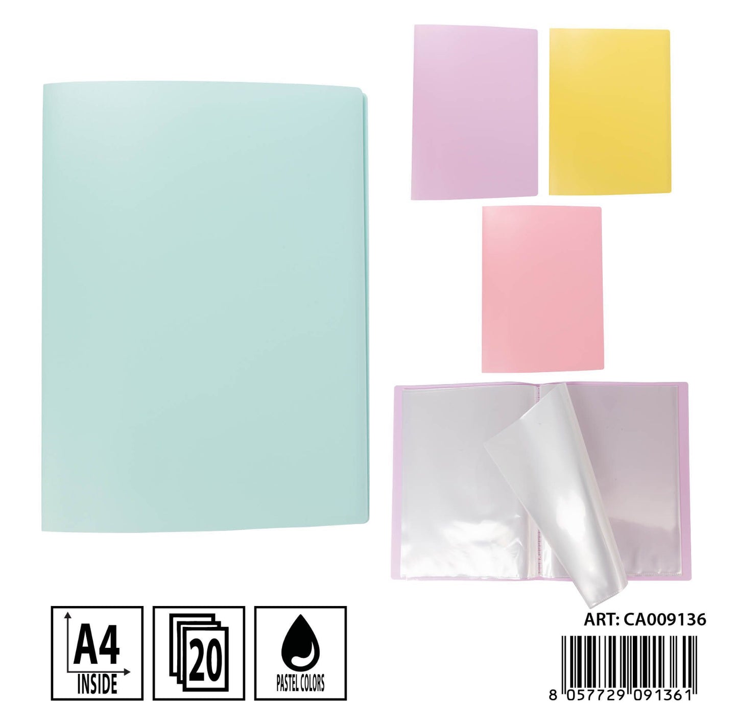 PRYMA porta listino A4 20tasche pastel
