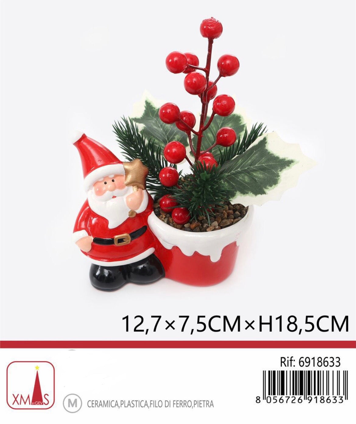 NATALIZIA vasetto babbo natale 12.7x7.5x18.5cm