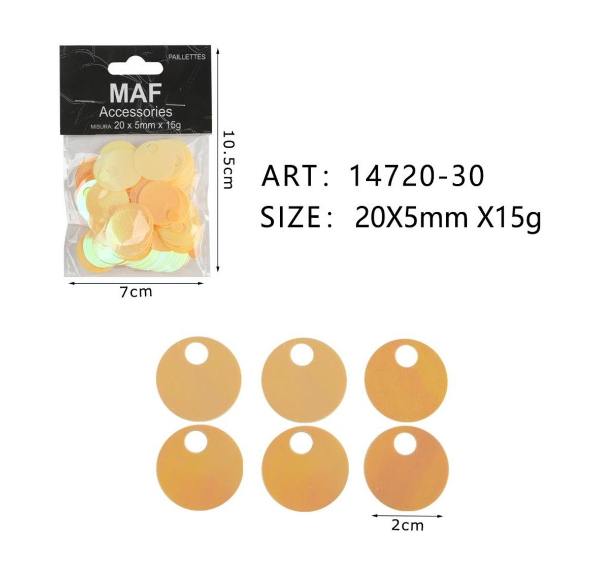 PAIETTE 20x5mm 15g ART.14720