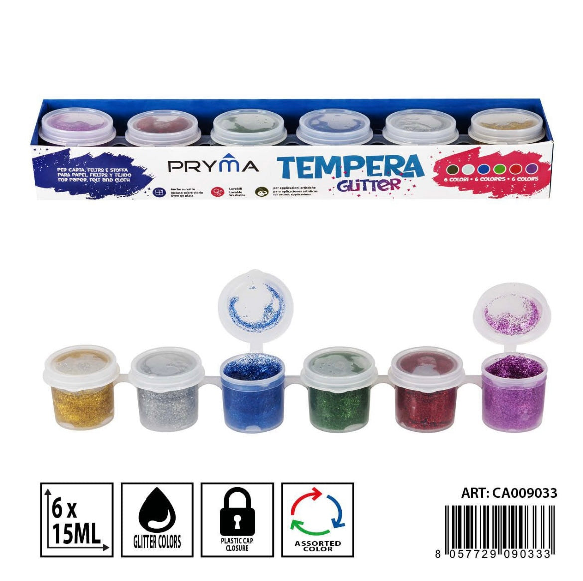 PRYMA TEMPERA 15ML 6PZ GLITTER