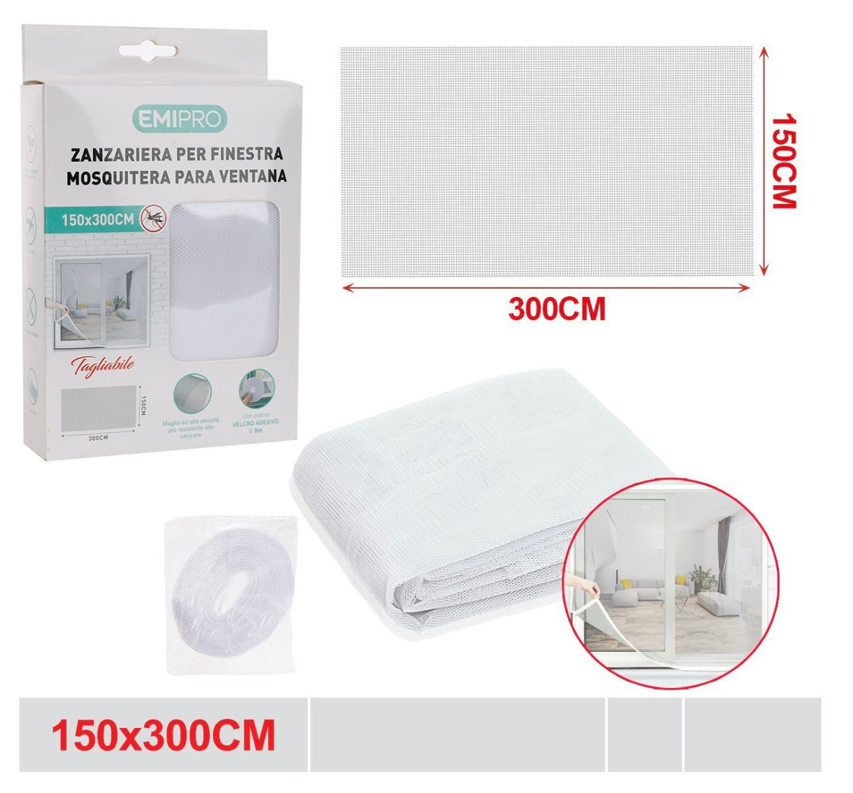 EMI ZANZARIERA PER FINESTRA150*300CM