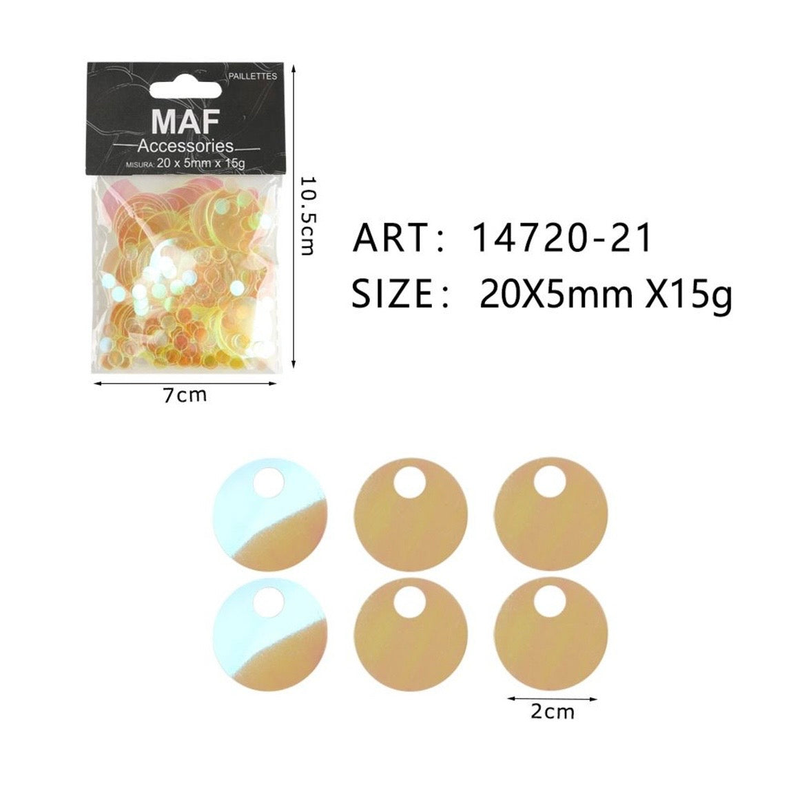 PAIETTE 20x5mm 15g ART.14720