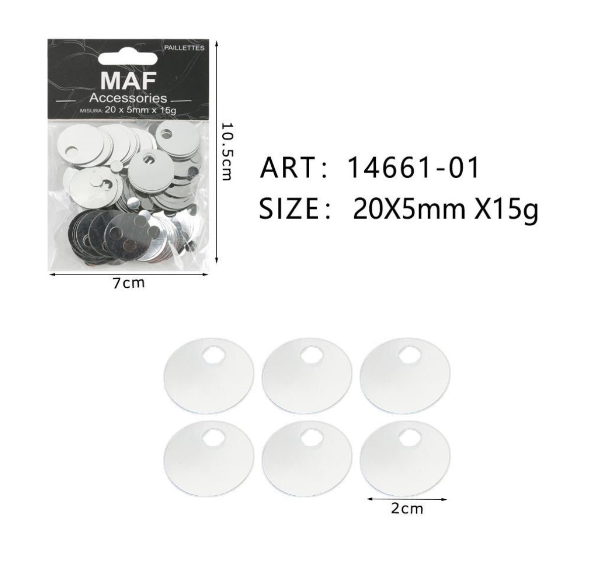 PAIETTE 20x5mm 15g ART.14661