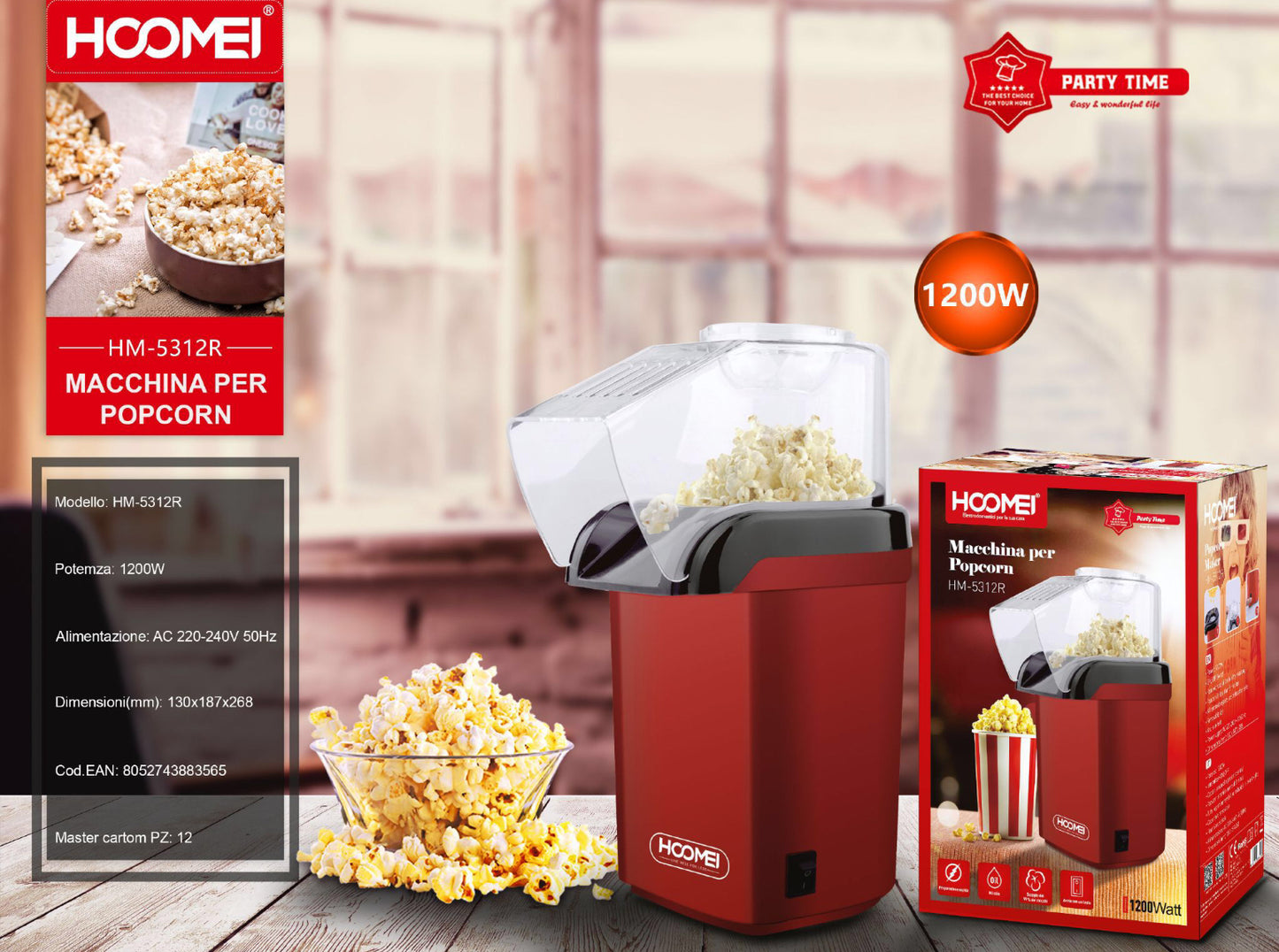HOOMEI macchina per pop corn HM-5312R