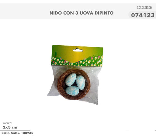 PSQUA nido 3uova dipinto 2x3cm