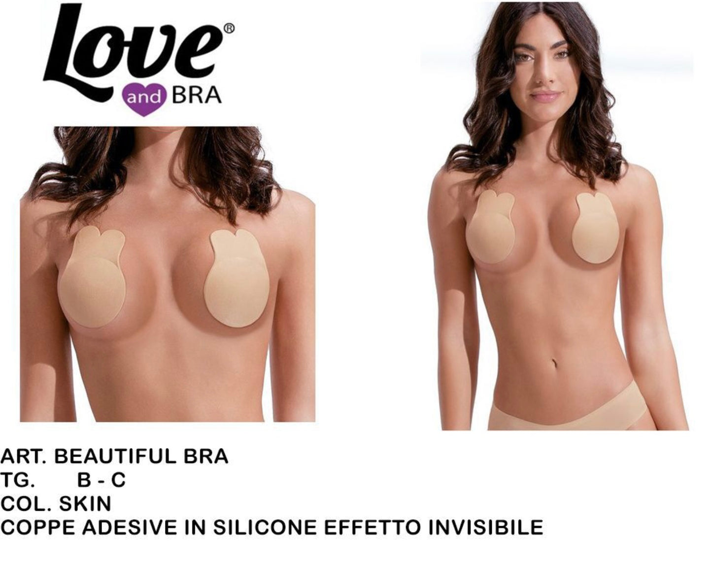 LOVE coppe adesive in silicone effetto invisibile