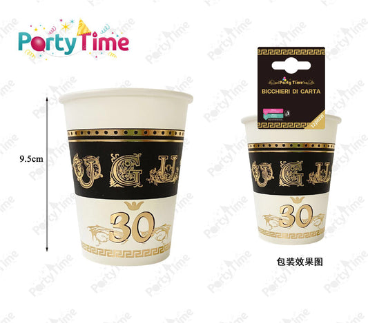 Bicchieri di carta auguri 30 nero oro