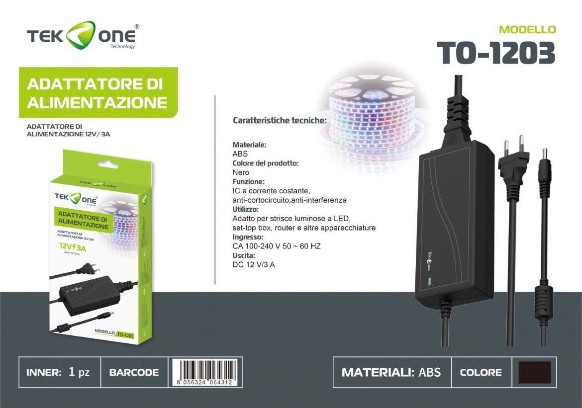 TEK ONE ALIMENTATORE 12 3AHM TO-1203