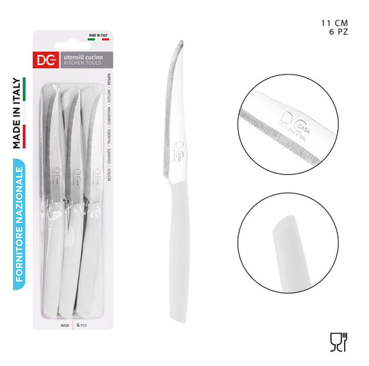 DC CASA coltello tavola bistecca 11cm 6pz bianco