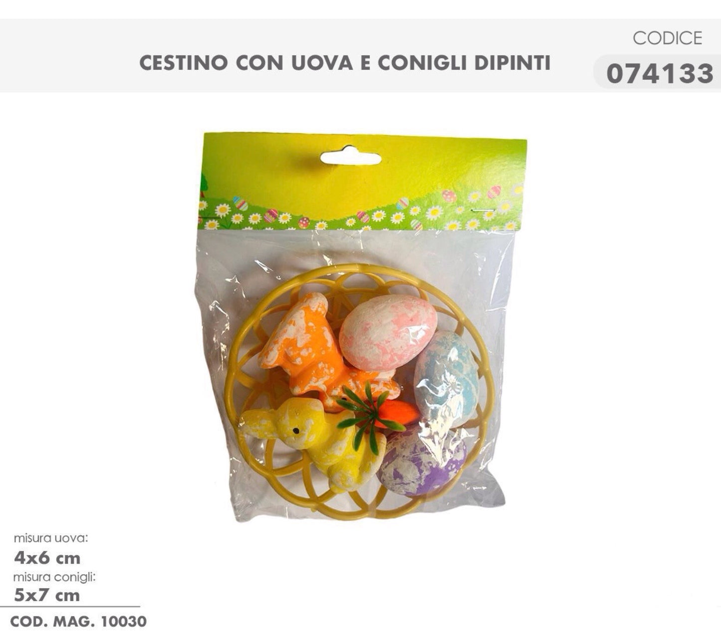 PASQUA cestino con uova e conigli dipinti