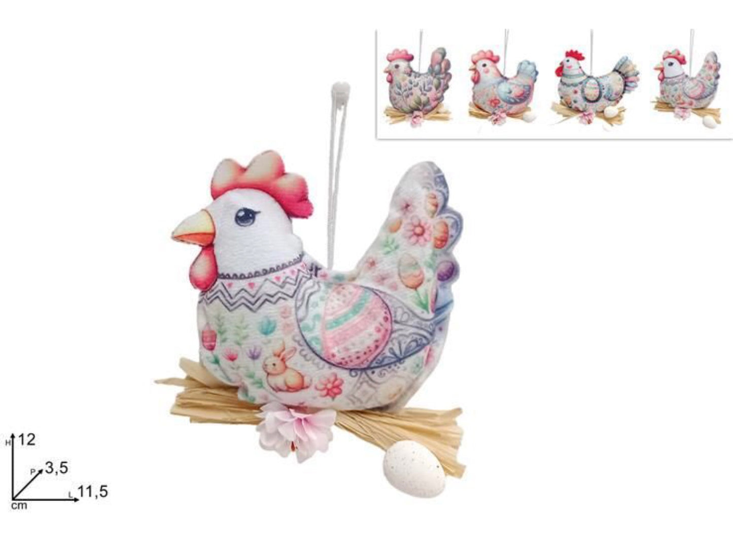 PASQUA appendino gallina tessuto 12cm