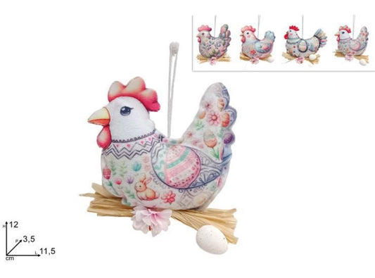 PASQUA appendino gallina tessuto 12cm