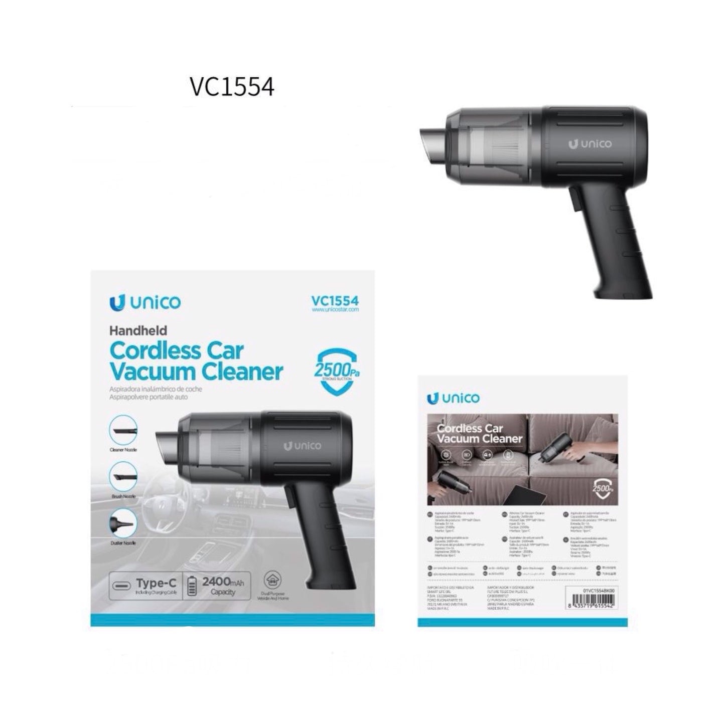 ASPIRAPOLVERE portatile senza fili per auto nero VC1554