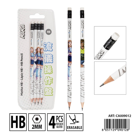 PRYMA L/manga matita con gommino HB 4pz