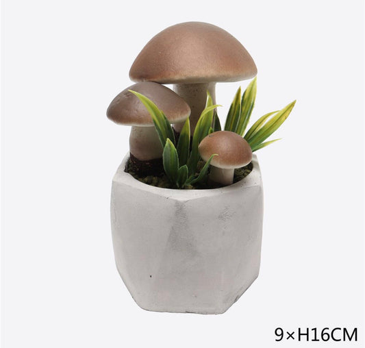 decorativo vasetto funghi 9x16cm