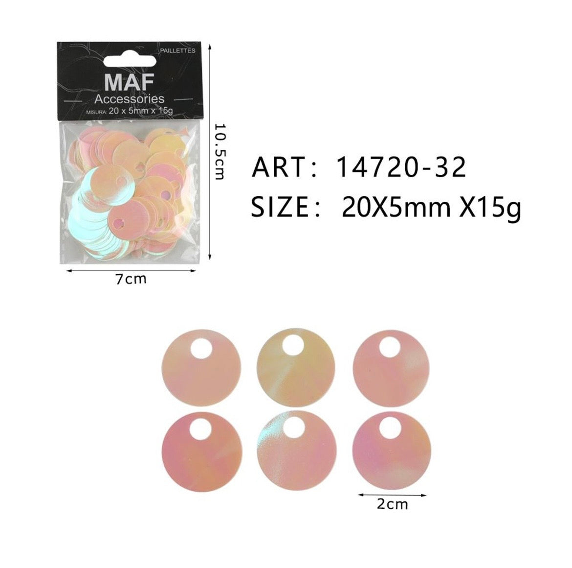 PAIETTE 20x5mm 15g ART.14720