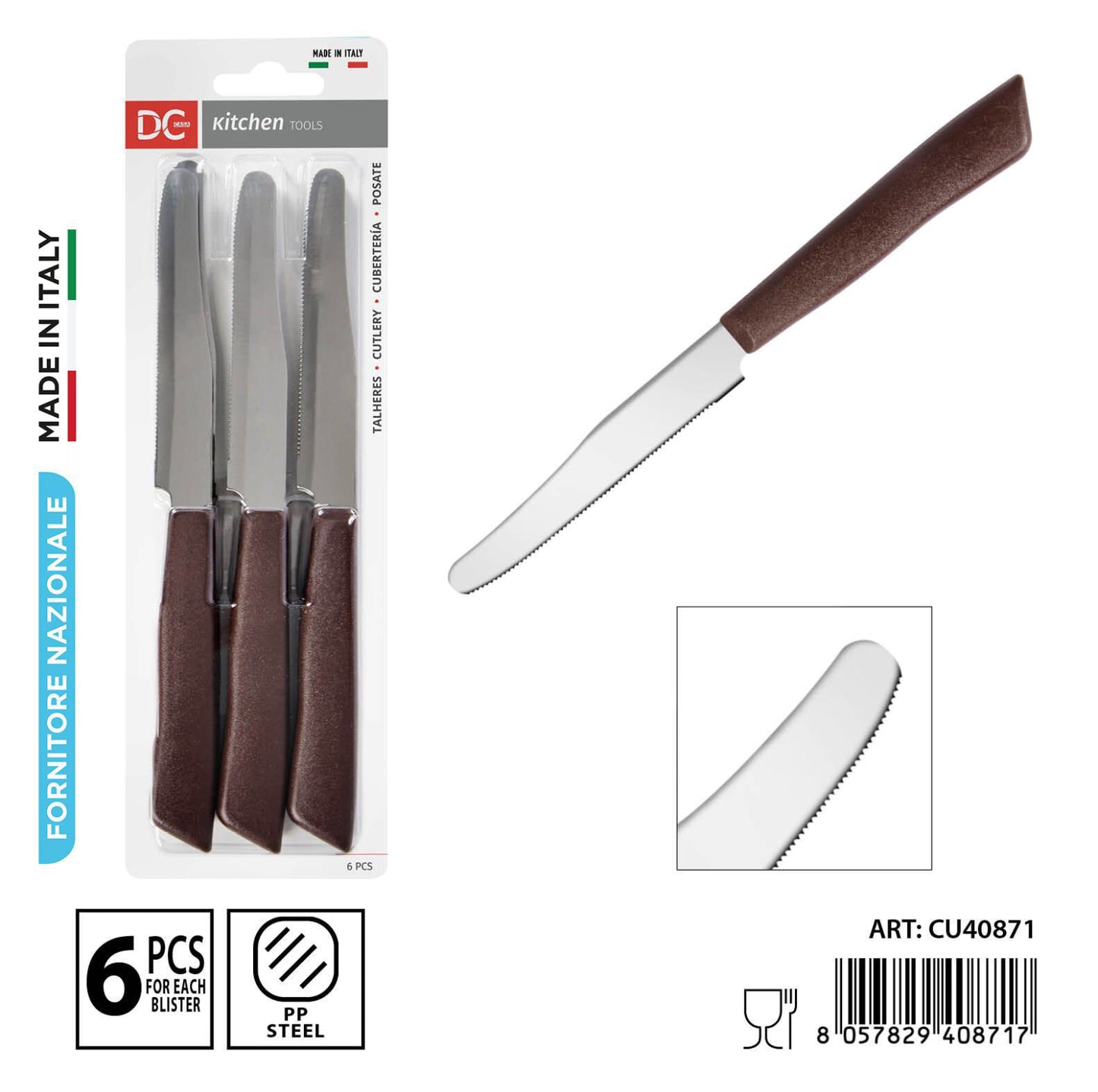DC CASA coltello tavola tonda 11cm 6pz marrone