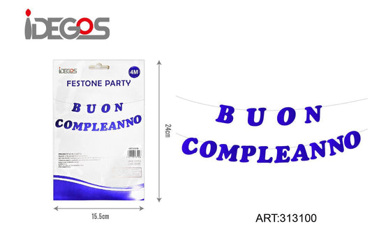 FESTONE party buon compleanno blu 4m