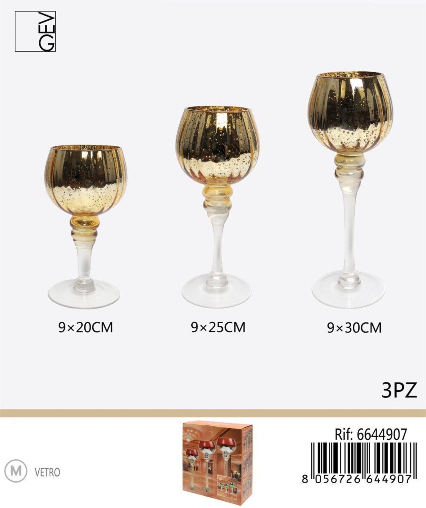 VASO vetro 3pz