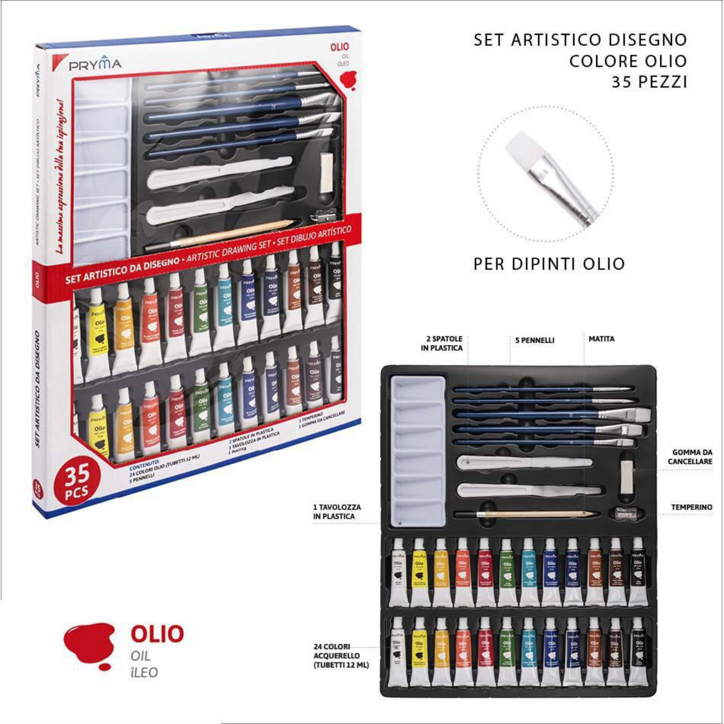 PRYMA set artistico disegno colore olio 35pz