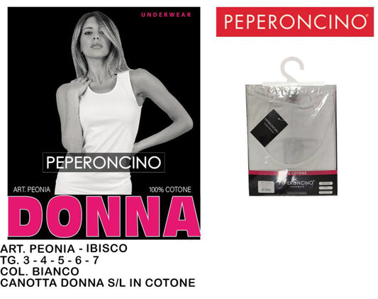 CANOTTA donna cotone spalla larga  bianco