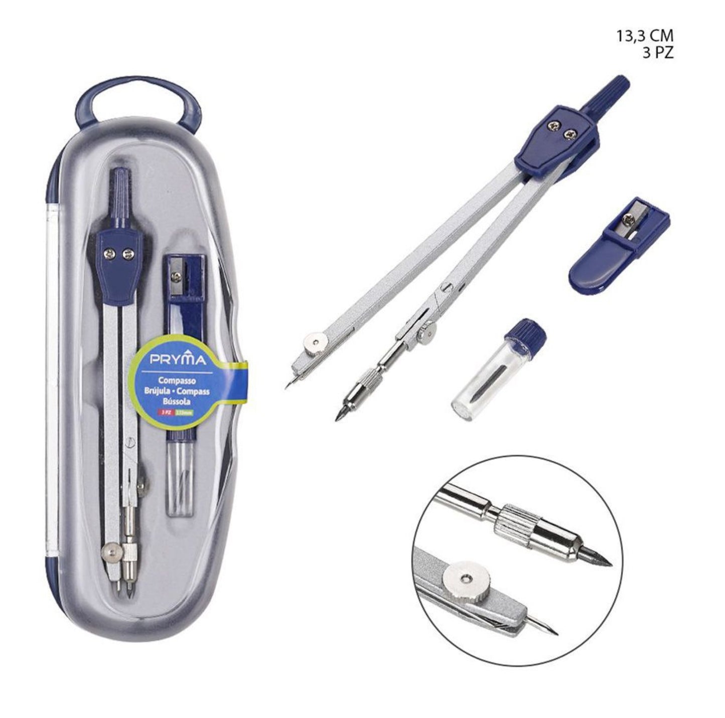 PRYMA compasso 13.3cm+mina+temperino
