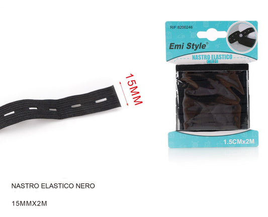 NASTRO elastico nero 15mmx2m