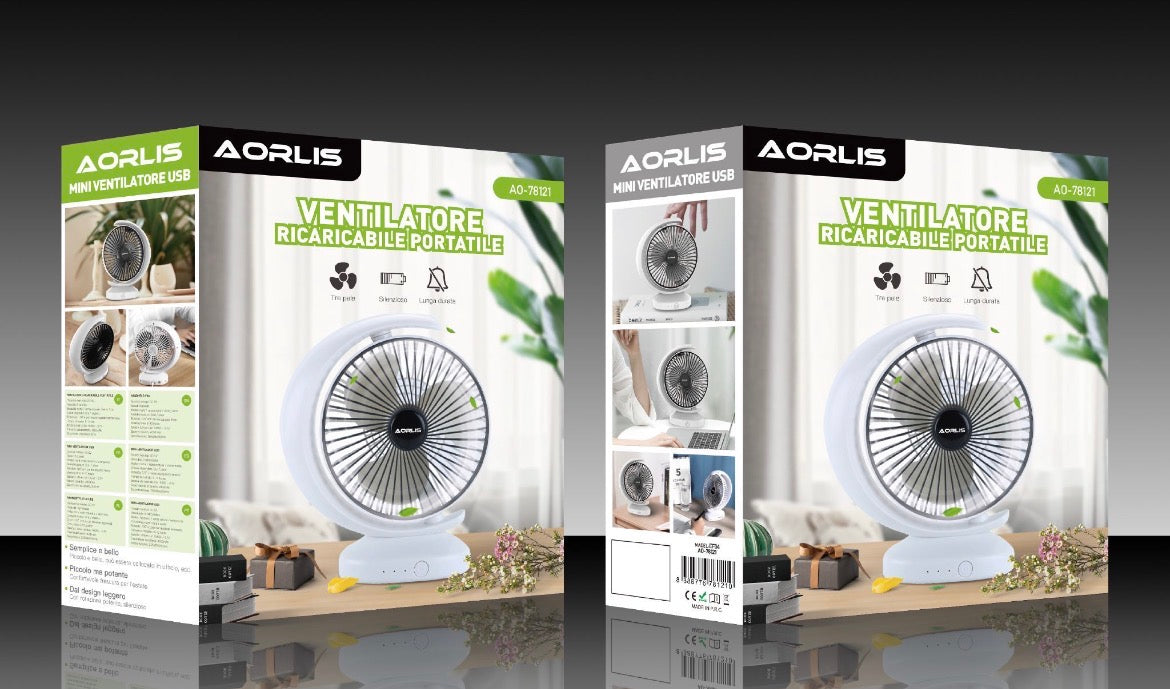 VENTILATORE  RICARICABILE PORTATILE  AO-78121
