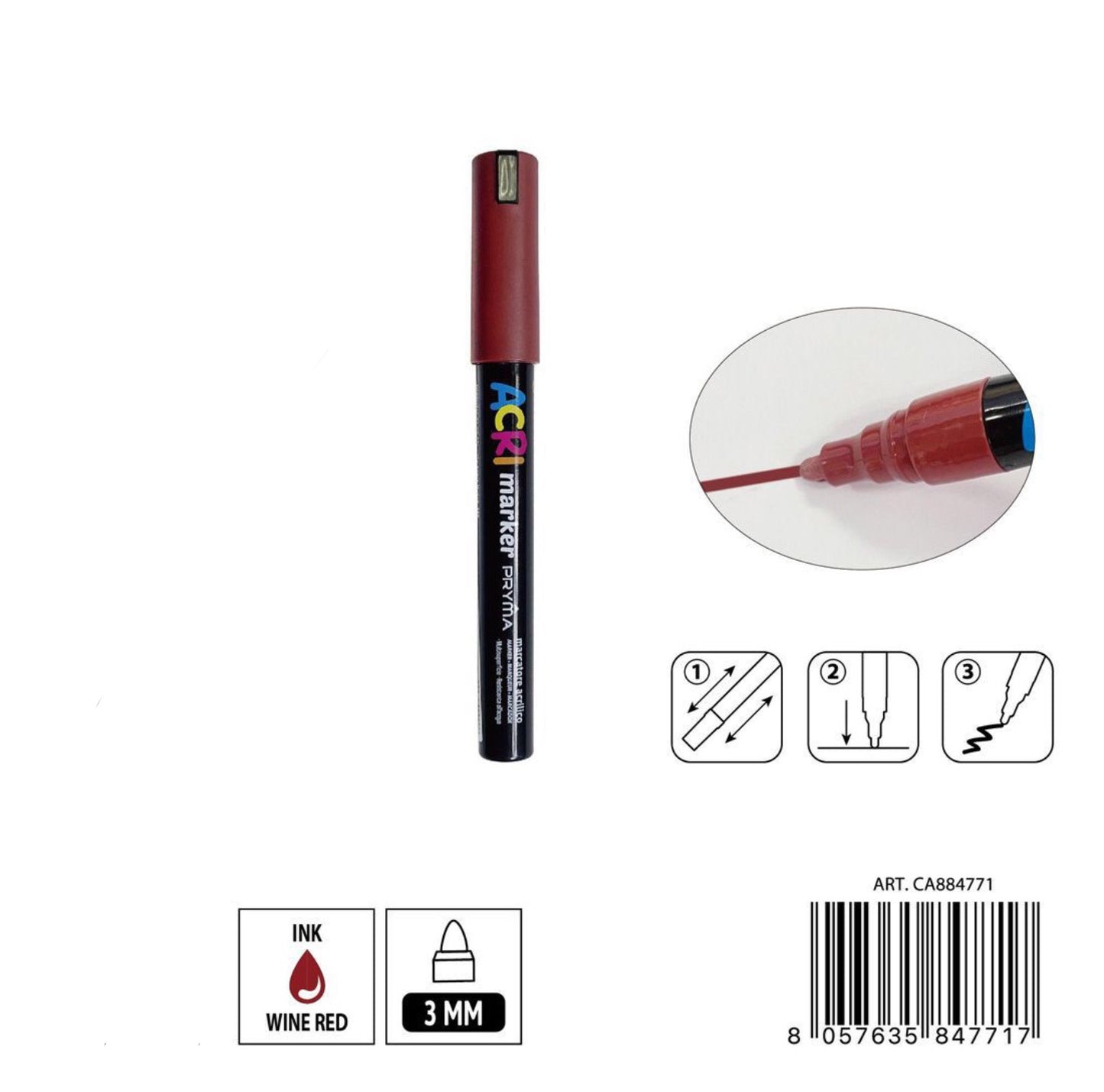 PRYMA marcatore acrilico 3mm N.125 rosso vino